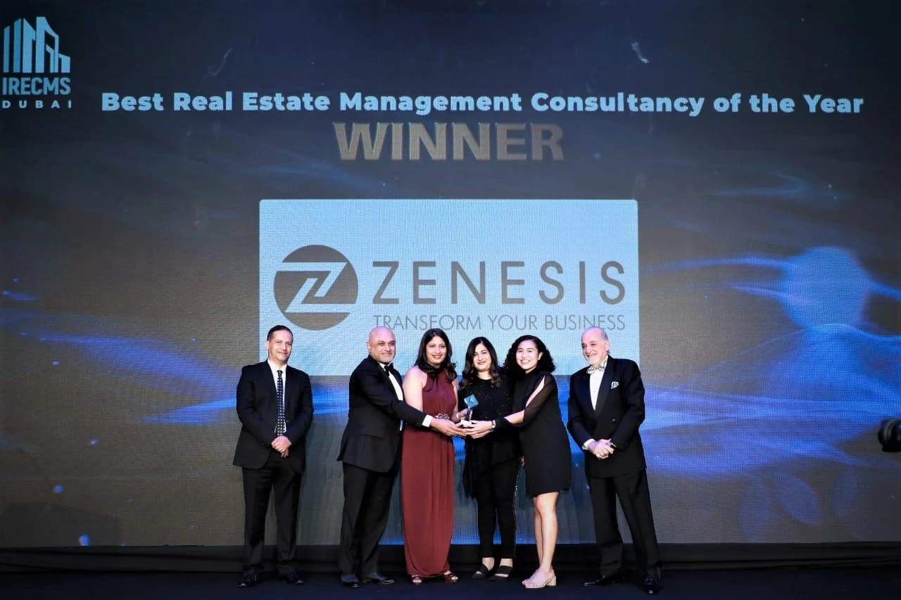 Zenesis receiving the Best Real Estate Management Consultancy of the Year award